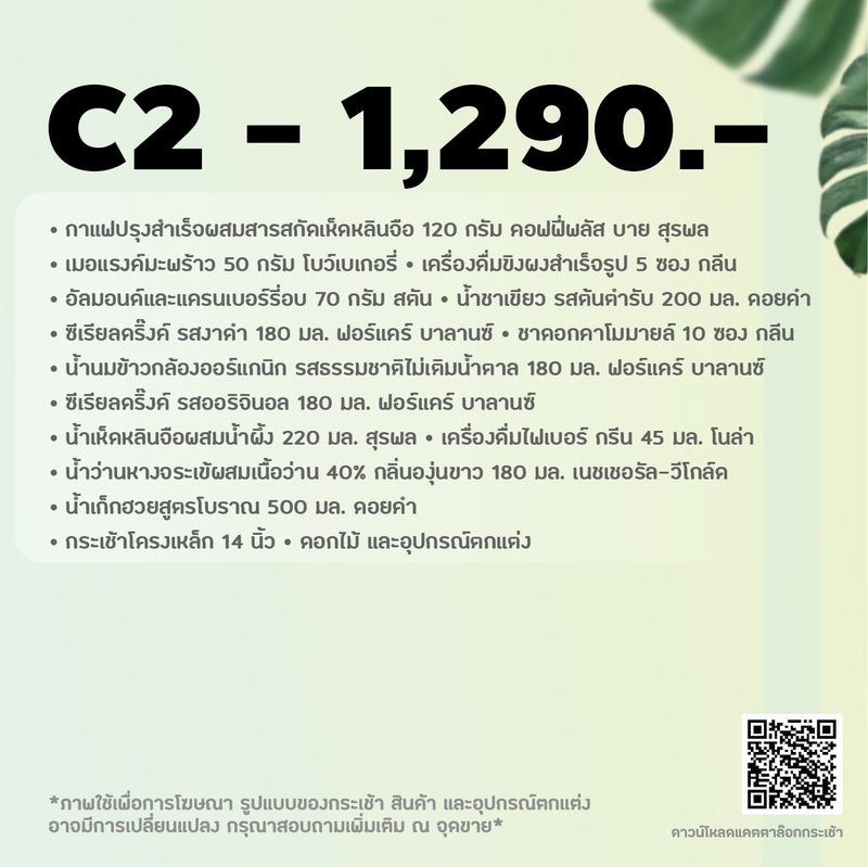 ส่งฟรี!! 2024 - C2 กระเช้าโครงเหล็กสีเขียว 14 นิ้ว - กระเช้าปีใหม่ ของขวัญสุขภาพ